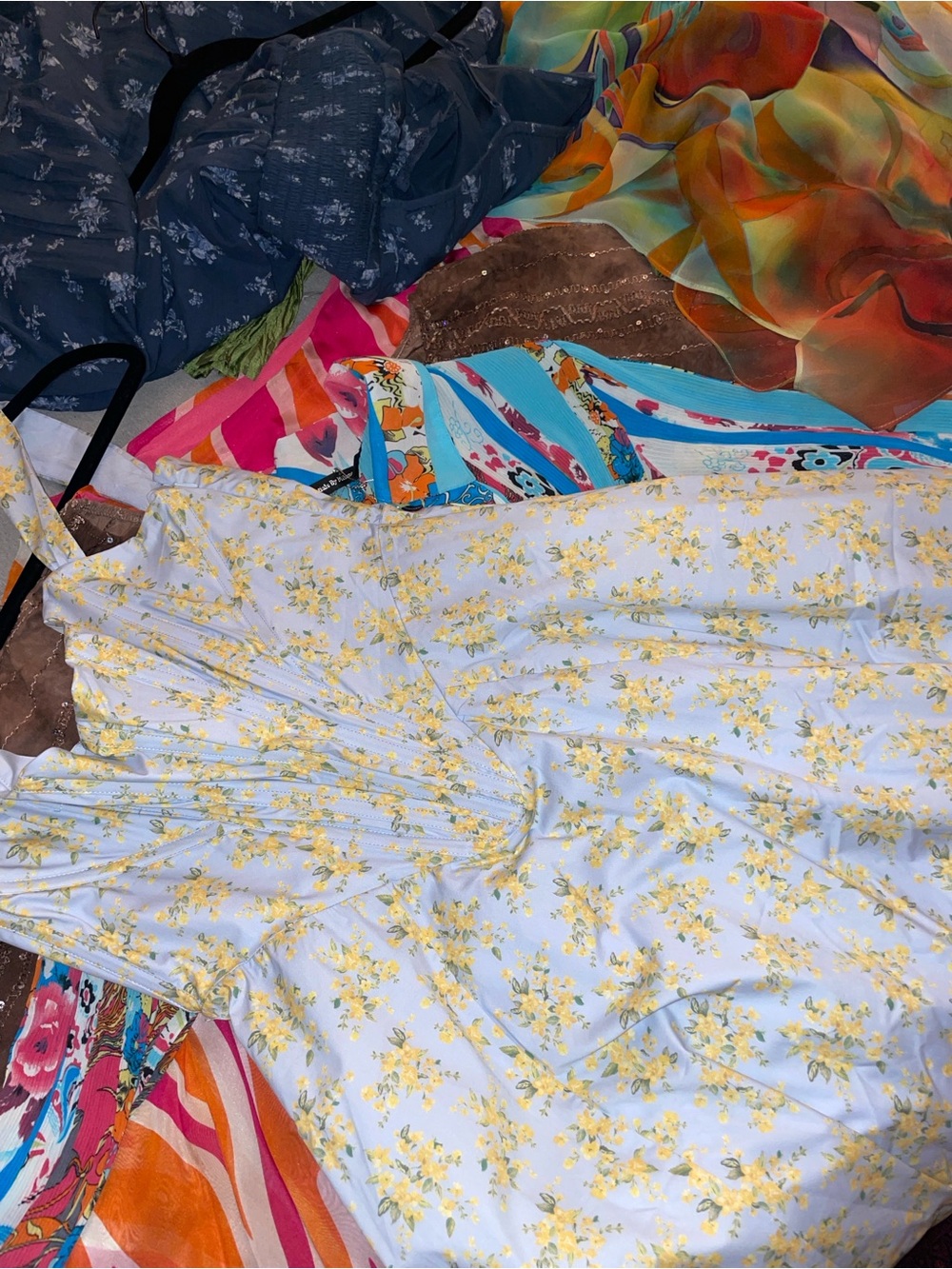 House of CB NET Light Blue and Yellow Floral Midi Dress - Picture 9 of 10
